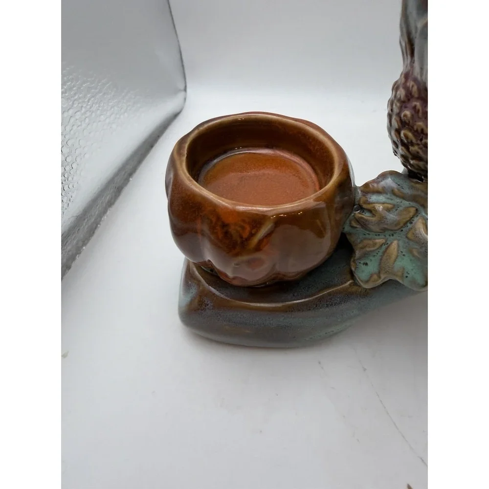 Vintage Ceramic Turkey 3 Light Candle Holder Thanksgiving Pumpkin Centerpiece